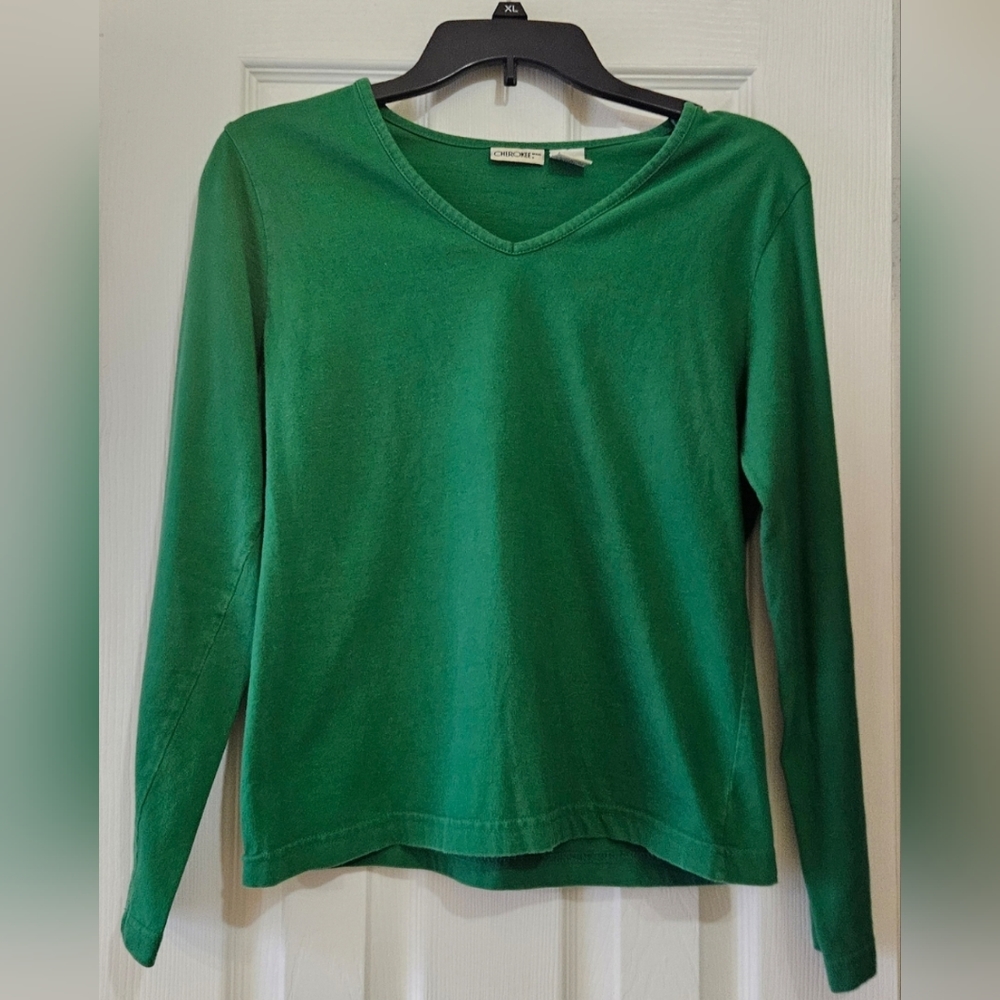 Green long-sleeve shirt